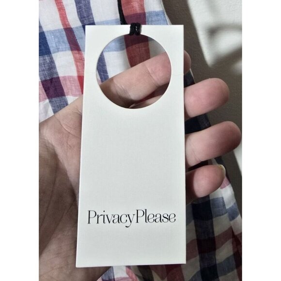 Revolve Privacy Please Dress Sz XS Emilia Mini Linen Plaid Cottagecore Patriotic - Picture 8 of 12